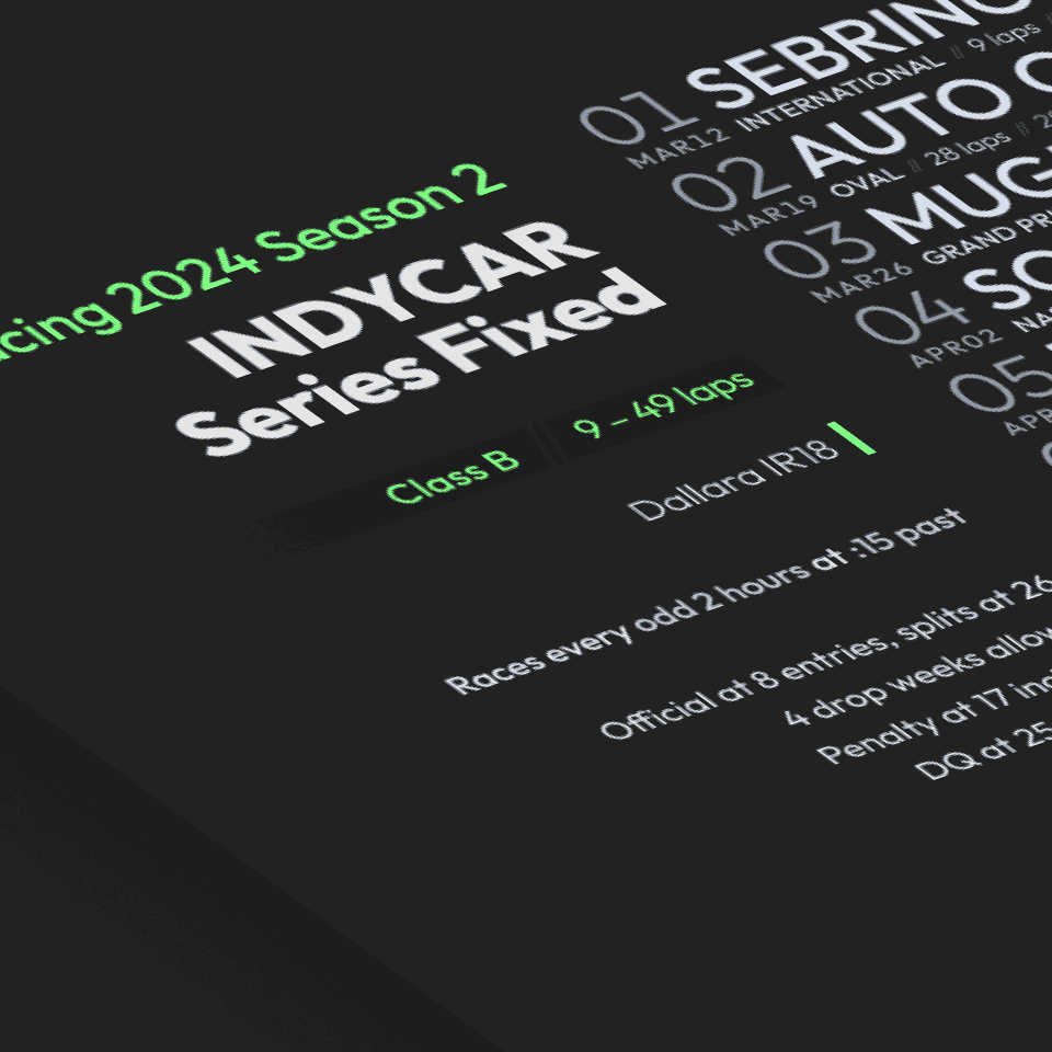 INDYCAR Series Fixed | iRacing Official Series Schedules | iRacing ...